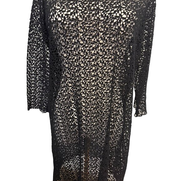 ZARA Medium Vintage-Inspired W&B Black Crochet Dress - Picture 5 of 15